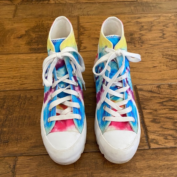 Converse LIMITED EDITION Lugged Platform Sneakers Rainbow Tie Dye size 7.5 - Picture 1 of 6